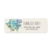 Boho Blue Paars Floral Feathers Cream Etiket (Voorkant)