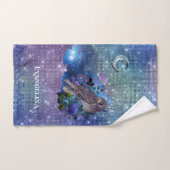 Boho Blue Paarse Owl Moon Handdoek (Handdoek)