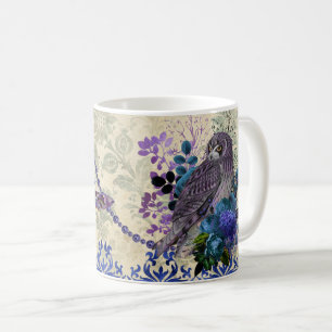 Boho Blue Paarse Owl Moon Koffiemok