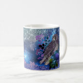 Boho Blue Paarse Owl Moon Koffiemok (Voorkant rechts)