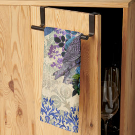 Boho Blue Paarse Owl Moon Theedoek