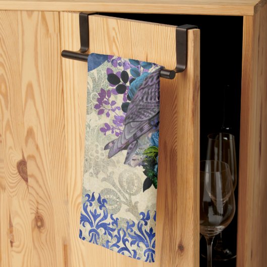 Boho Blue Paarse Owl Moon Theedoek (Derde Gevouwen)