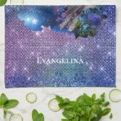 Boho Blue Paarse Owl Moon Theedoek (Gevouwen)