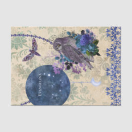 Boho Blue Paarse Owl Moon Tissuepapier