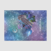 Boho Blue Paarse Owl Moon Tissuepapier (Voorkant)
