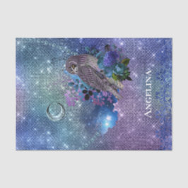Boho Blue Paarse Owl Moon Tissuepapier