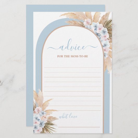 Boho Blue Pampas geeft advies aan moeder om kaart  (Voorkant / Achterkant)