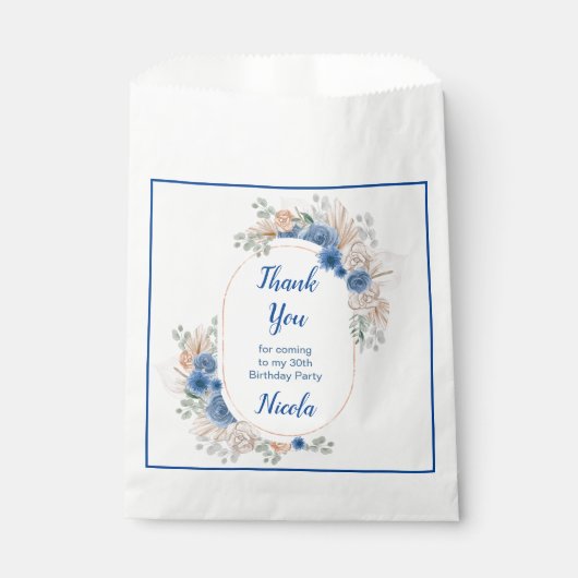 Boho Blue Pampas Gras Verjaardag Bedankzakje (Voorkant)