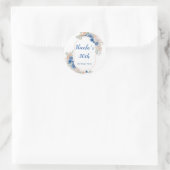 Boho Blue Pampas Gras Verjaardag Ronde Sticker (Tas)