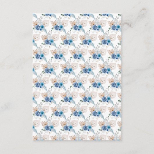 Boho Blue Pampas Grass Accommodatie kaart (Achterkant)