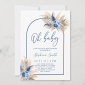 Boho Blue Pampas Grass Baby shower Boy Kaart (Voorkant)