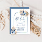 Boho Blue Pampas Grass Baby shower Boy Kaart