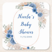 Boho Blue Pampas Grass Baby Shower Kartonnen Onderzetters (Voorkant)