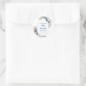 Boho Blue Pampas Grass Baby shower Ronde Sticker (Tas)