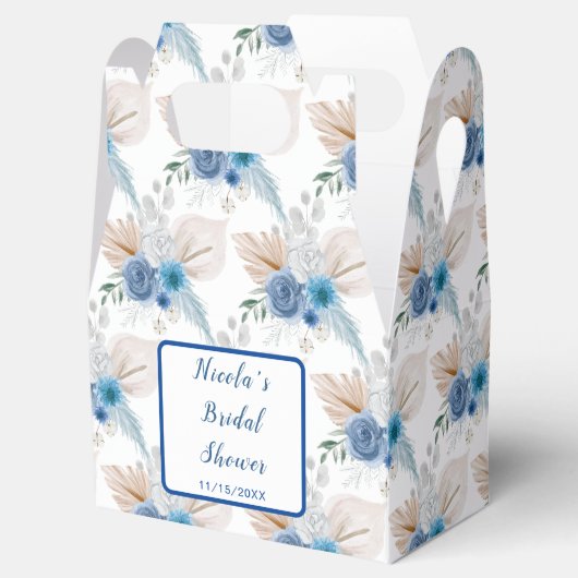 Boho Blue Pampas Grass Bedankdoosjes (Geopend)