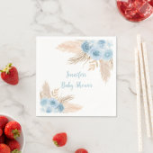 Boho Blue Pampas Grass Bloemen Baby shower Servet (Insitu)
