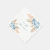 Boho Blue Pampas Grass Bloemen Baby shower Servet (Hoek)