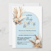 Boho Blue Pampas Grass Desert Baby Boy Baby shower Kaart (Voorkant)