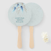 Boho Blue Pampas Grass Handwaaier (Voorkant en achterkant)