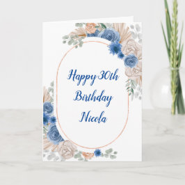 Boho Blue Pampas Grass Kaart