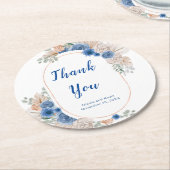 Boho Blue Pampas Grass Ronde Kartonnen Onderzetter (Gebogen)