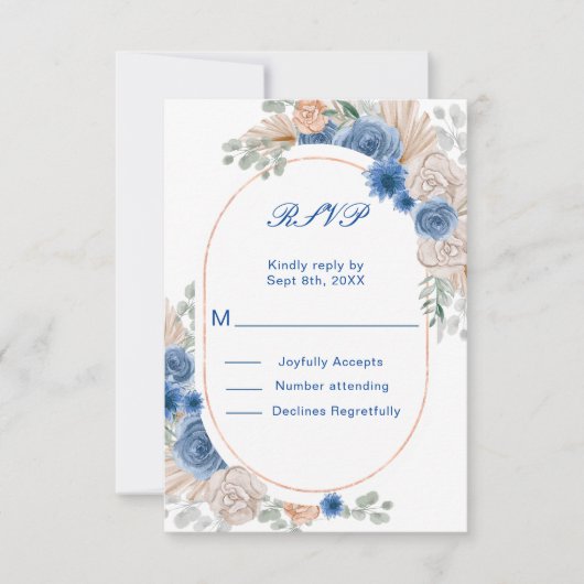 Boho Blue Pampas Grass RSVP (Voorkant)