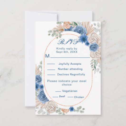 Boho Blue Pampas Grass RSVP (Voorkant)