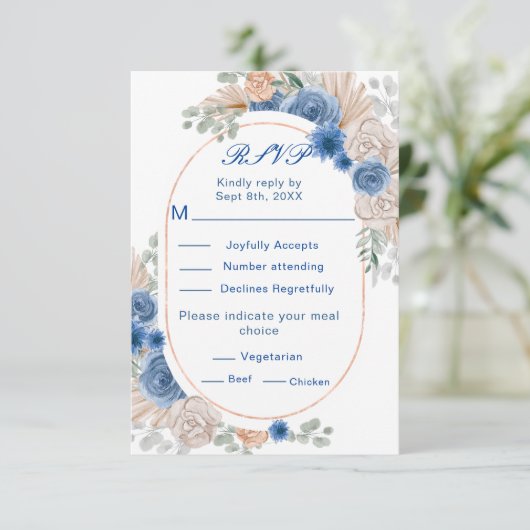 Boho Blue Pampas Grass RSVP (Staand voorkant)