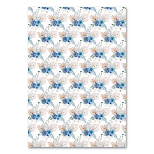 Boho Blue Pampas Grass Tafel Nummer Kaart (Achterkant)