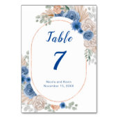 Boho Blue Pampas Grass Tafel Nummer Kaart (Voorkant)