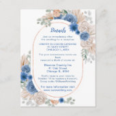 Boho Blue Pampas Grass Wedding Details Informatiekaartje (Voorkant)