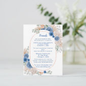 Boho Blue Pampas Grass Wedding Details Informatiekaartje (Staand voorkant)