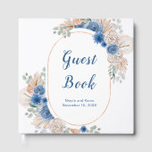 Boho Blue Pampas Grass Wedding Guest Book Gastenboek (Voorkant)