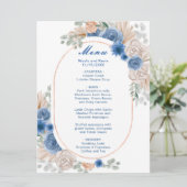 Boho Blue Pampas Grass Wedding Menu (Staand voorkant)