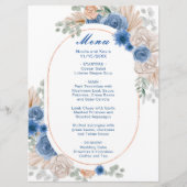 Boho Blue Pampas Grass Wedding Menu (Voorkant)