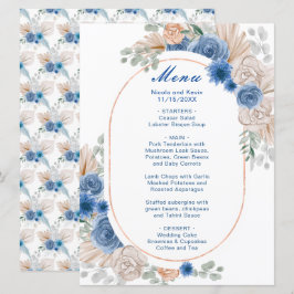 Boho Blue Pampas Grass Wedding Menu