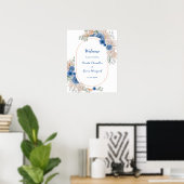 Boho Blue Pampas Grass Wedding Welkom Poster (Thuiskantoor)