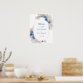 Boho Blue Pampas Grass Wedding Welkom Poster (Keuken)