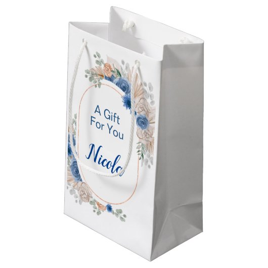 Boho Blue Pampasgras Bruiloft Feest Klein Cadeauzakje (Achterkant Gekanteld)