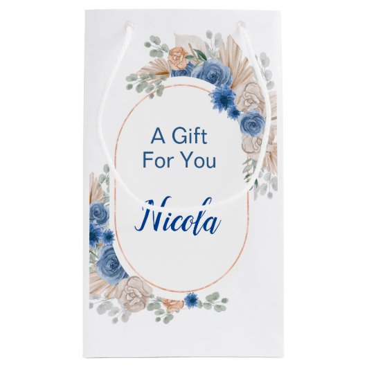 Boho Blue Pampasgras Bruiloftsborrel Klein Cadeauzakje (Achterkant)