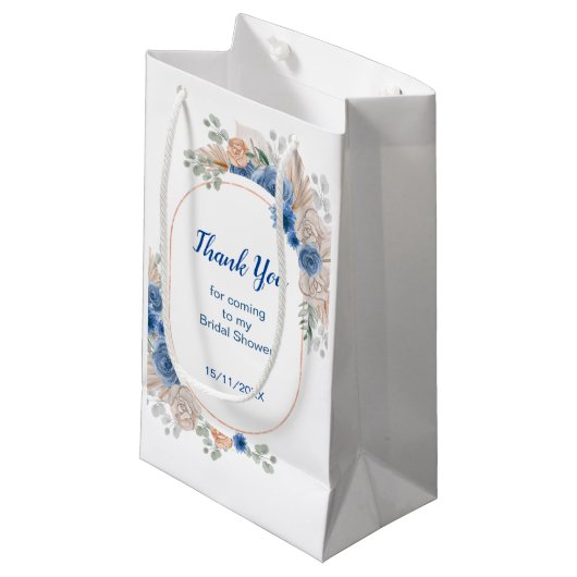 Boho Blue Pampasgras Bruiloftsborrel Klein Cadeauzakje (Voorkant Gekanteld)