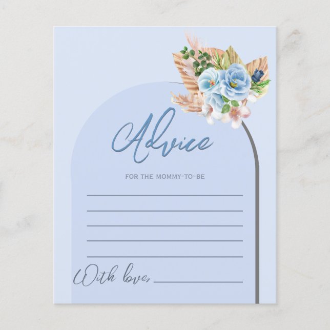 Boho Blue Pampass Grass Dessert Baby shower Games (Voorkant)