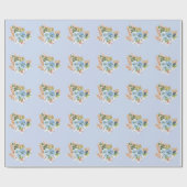 Boho Blue Pampass Grass Floral He Boy Baby shower Cadeaupapier (Vlak)