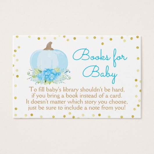 Boho Blue Pumpkin Baby shower Breng een Boek Kaart (Voorkant)