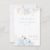 Boho Blue Pumpkin Het is een Boy Herfst Baby showe Bedankkaart (Voorkant)