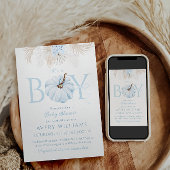 Boho Blue Pumpkin Het is een Boy Herfst Baby showe Kaart