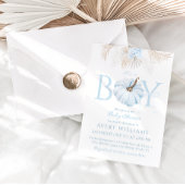 Boho Blue Pumpkin Het is een Boy Herfst Baby showe Kaart