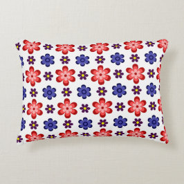 Boho Blue Purple Red Flowers Accent Pillow Kussen