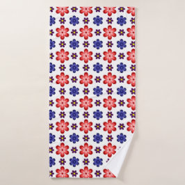 Boho Blue Purple Red Flowers Bath Towel Badhanddoek