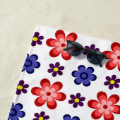 Boho Blue Purple Red Flowers Beach Towel Strandlaken (In situ)